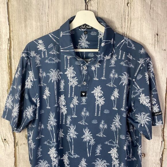 Bad Birdie Thermal Golf Polo Palm Tropical Print Size Large F - Picture 3 of 9
